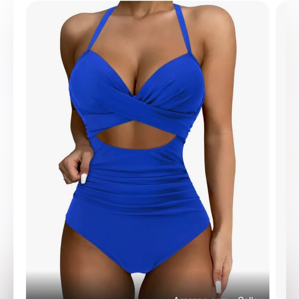 Stylish Blue One-Piece Swimsuit